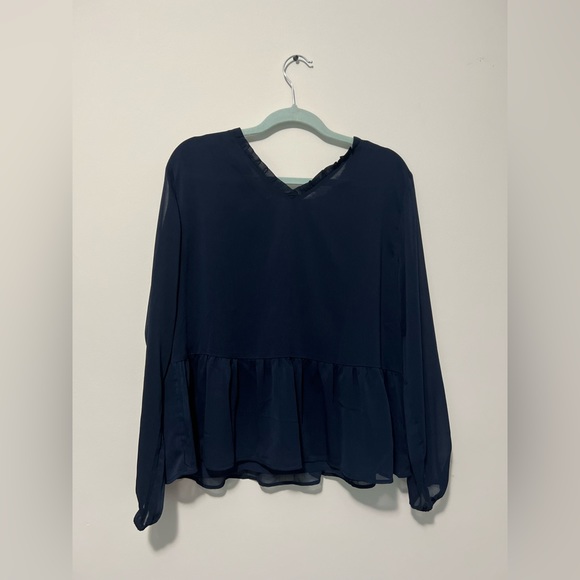 Loft Outlet Navy Peplum Top - Picture 3 of 6